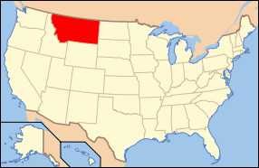 Map of the United States of America USA showing the location of Montana.